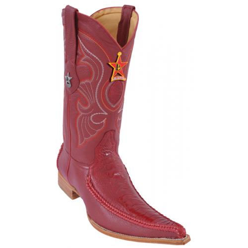 Los Altos Red Genuine Braid Stitch Ostrich Leg W / Deer 6X Pointed Toe Cowboy Boots 96TR0512