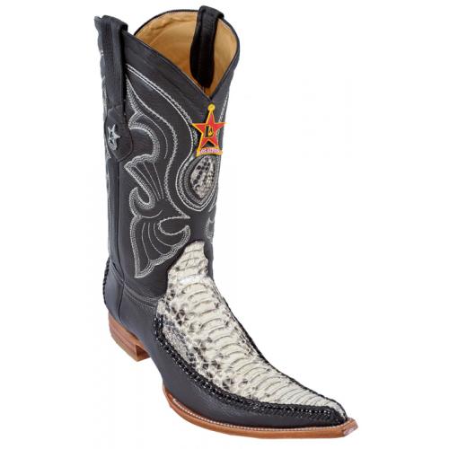 Los Altos Natural Genuine Braid Stitch Python  W / Deer 6X Pointed Toe Cowboy Boots 96TR5749
