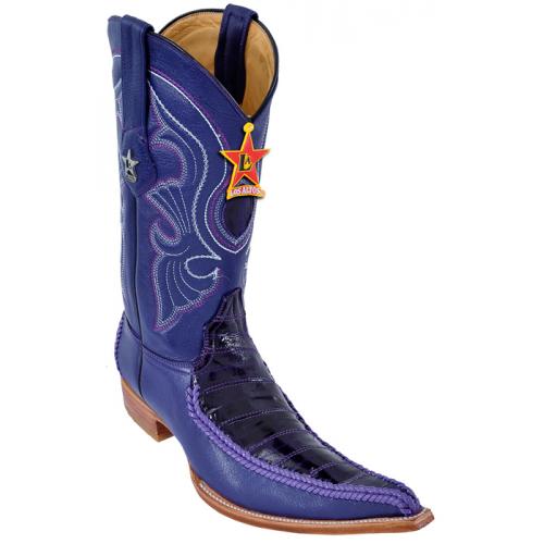 Los Altos Purple Genuine Braid Stitch Eel  W / Deer 6X Pointed Toe Cowboy Boots 96TR0826