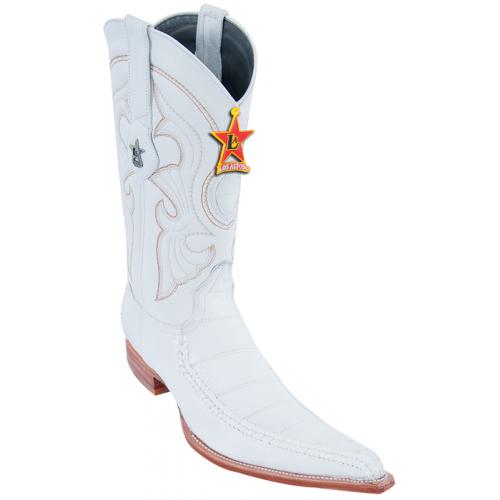 Los Altos White Genuine Braid Stitch Eel  W / Deer 6X Pointed Toe Cowboy Boots 96TR0828