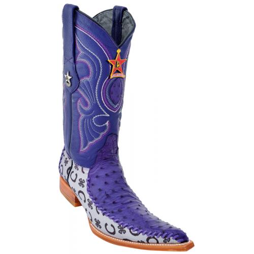 Los Altos Purple Genuine Ostrich  W/Fashion Design 6X Pointed Toe Cowboy Boots 96T0326