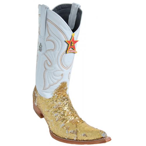 Los Altos Gold Sequin  6X Toe Cowboy Boots 964244