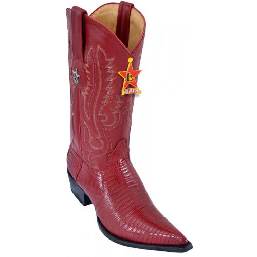 Los Altos  Red Genuine Teju 3X Pointed Toe W / Cowboy Heel Boots 95V0712