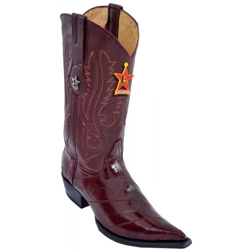 Los Altos Burgundy Eel  3X Toe W / Cowboy Heel Boots 95V0806