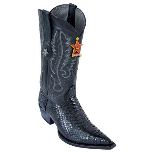 Los Altos Black Python  3X Toe W / Cowboy Heel Boots 95V5705