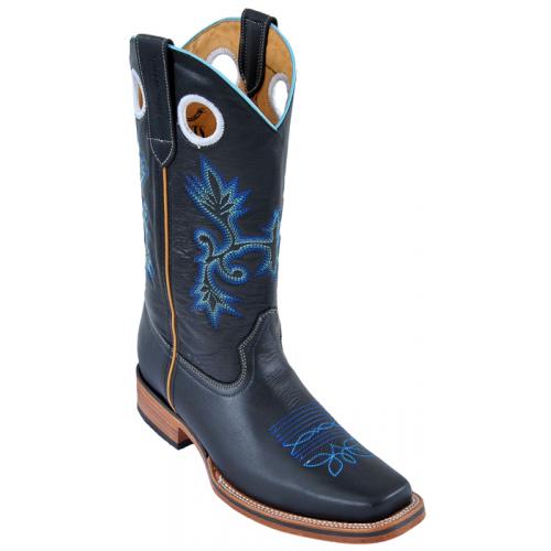 Los Altos Black Grasso W/Leather Sole Rodeo  Boots 8124605