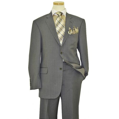 Collezioni By Zanetti Charcoal Grey With Beige Pinstripes Super 120's Wool Suit FU-1916/3
