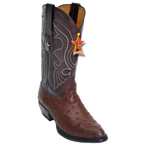 Los Altos Brown Genuine Ostrich Medium R-toe Cowboy Boots 600307