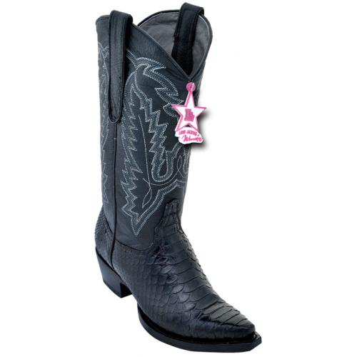 Los Altos Ladies Black Genuine Python Snip Toe Cowgirl Boots 345705
