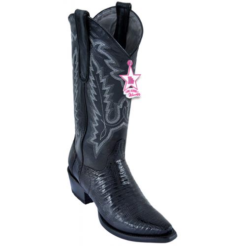 Los Altos Ladies Black Genuine Lizard Snip Toe Cowgirl Boots 340705