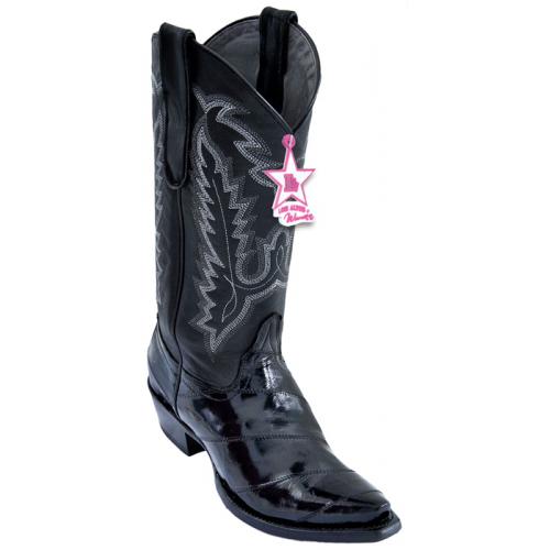 Los Altos Ladies Black Genuine Eel Snip Toe Cowgirl Boots 340805