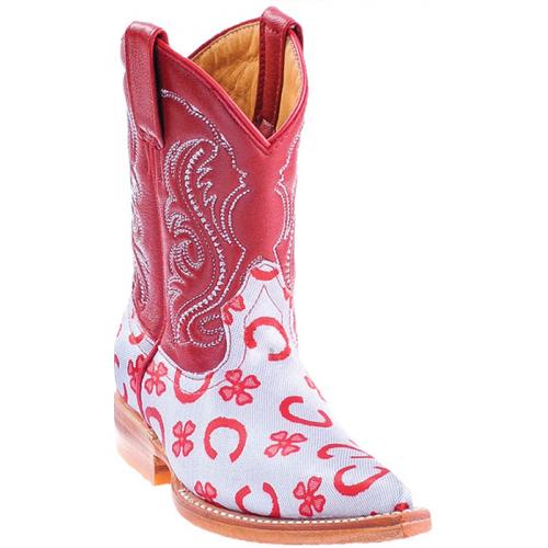 Los Altos Red Genuine All-Over Fashion Design 3X Toe Cowboy Kid Boots 455312