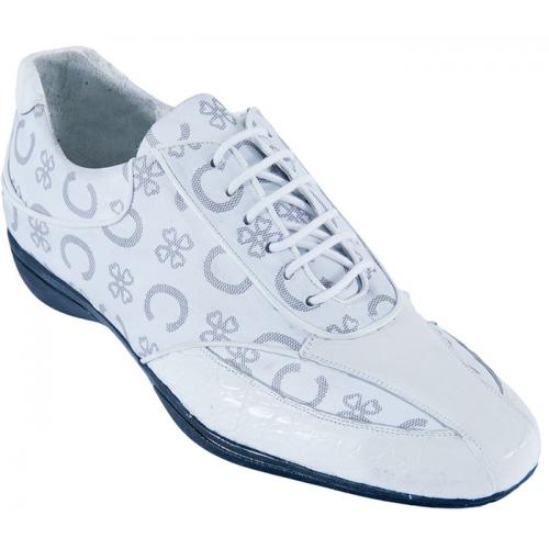 Los Altos White Genuine Crocodile Belly  W/Fashion Design Casual Shoes ZC079028