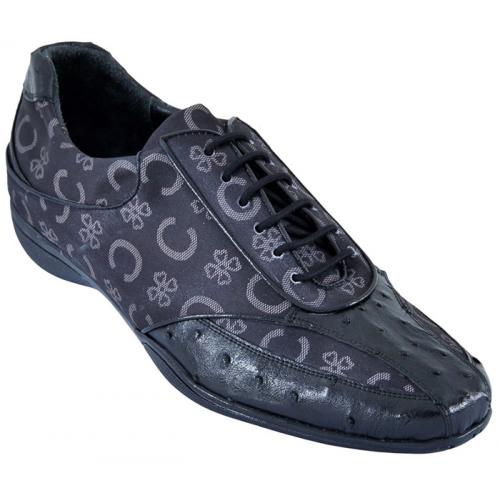 Los Altos Black Genuine Ostrich  W/Fashion Design Casual Shoes ZC074905