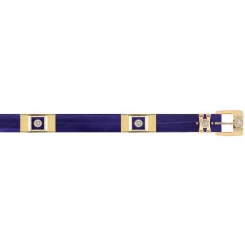 Los Altos Purple Genuine Eel With Rhinestone / Gold Plated Brackets Belt C190826
