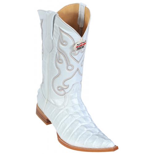 Los Altos White All-Over Alligator Tail Print 3X Toe Cowboy Boots 3950128