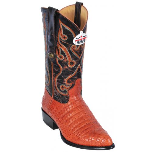 Los Altos Cognac All-Over Alligator Belly J - Toe Print Cowboy Boots 3995903
