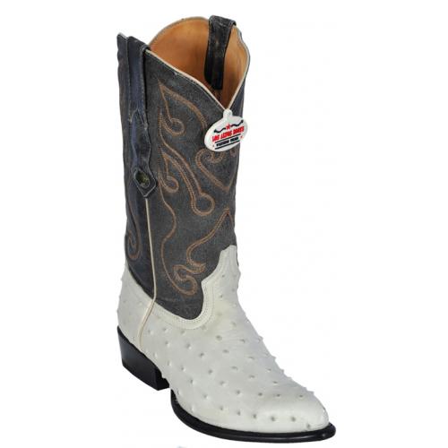Los Altos Winterwhite All-Over Ostrich  J - Toe Print Cowboy Boots 3990304