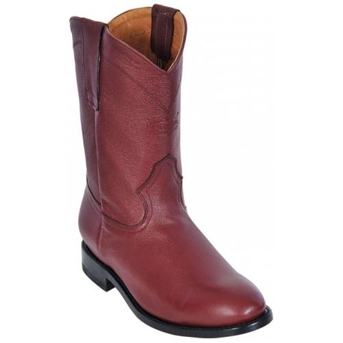 Los Altos Men's Burgundy Genuine Deer Roper Leather w/ Rubber Sole Work Boots 535106