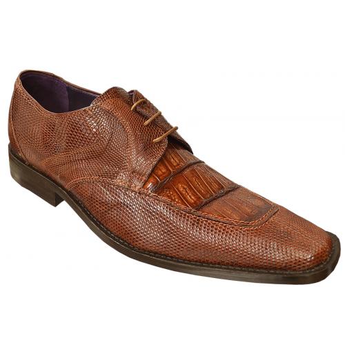 David X  "Mori" Cognac Genuine Crocodile / Lizard Shoes