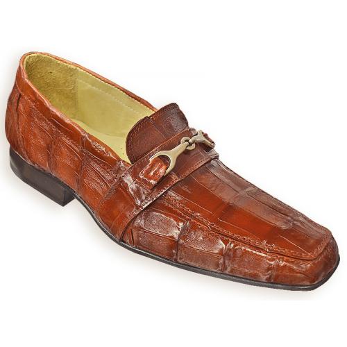 David X "Fredo" Cognac Genuine All-Over Crocodile Loafer Shoes