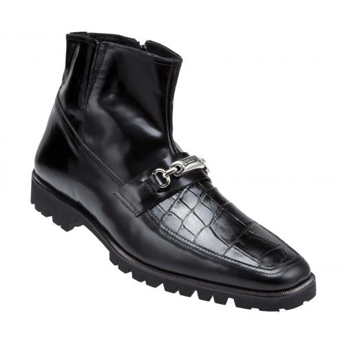 Mauri "Zenit" 4487 Black Genuine Alligator Dover Leather Boots.