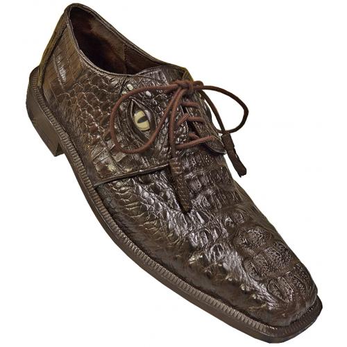 Romano "Gmy Eyes" Brown Crocodile Head With Eyes Shoes