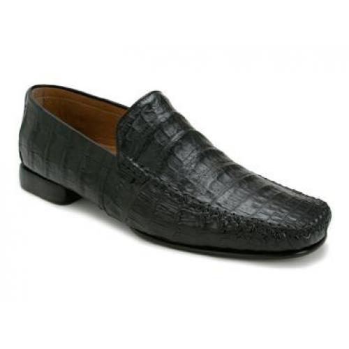 Mezlan "Simon" 6817-F Black Genuine All-Over Crocodile Loafer Shoes
