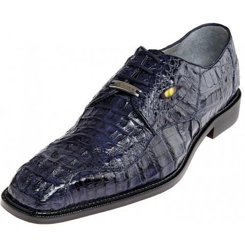 Belvedere "T-Rex" Nav Blu All-Over Genuine Hornback Crocodile Shoes With Eyes