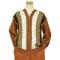 SilverSilk Chestnut / Cream / Taupe Knitted Front Zipper Triple Textured Stripes Sweater Jacket 3594