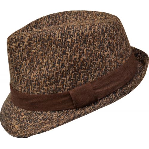 Xtreme Stylz Chocolate Brown / Taupe / Black Fedora Dress Hat XS-4