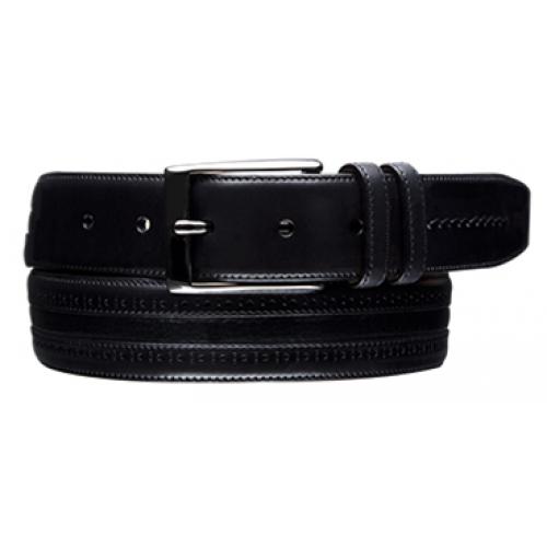 Mezlan Black Genuine Italian Calfskin Belt - AO9246