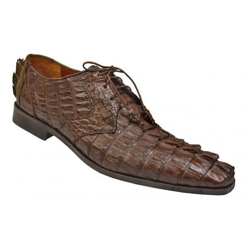 Upscale Menswear Custom Collection Brown All Over Genuine Hornback Crocodile Shoes 1ZV080107 (H)