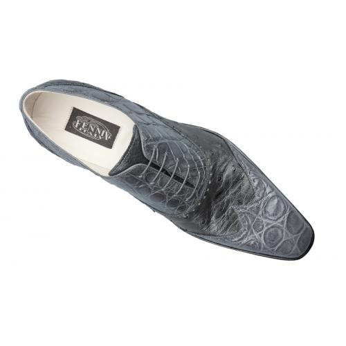 Fennix Medium Grey Genuine Alligator / Ostrich Wingtip Shoes 3485.