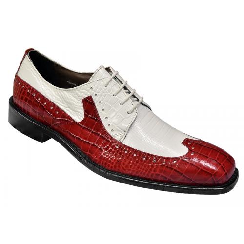 Stacy Adams "Portello" Red / White Crocodile / Lizard Print Shoes 24872-640