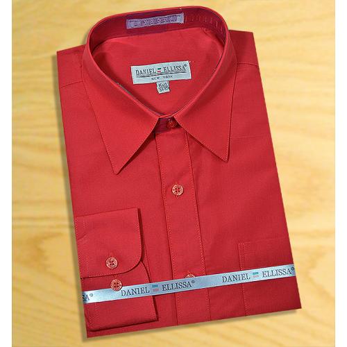 Daniel Ellissa Solid Red Cotton Blend Dress Shirt With Convertible Cuffs DS3001.