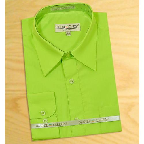 Daniel Ellissa Solid Apple Green Cotton Blend Dress Shirt With Convertible Cuffs DS3001