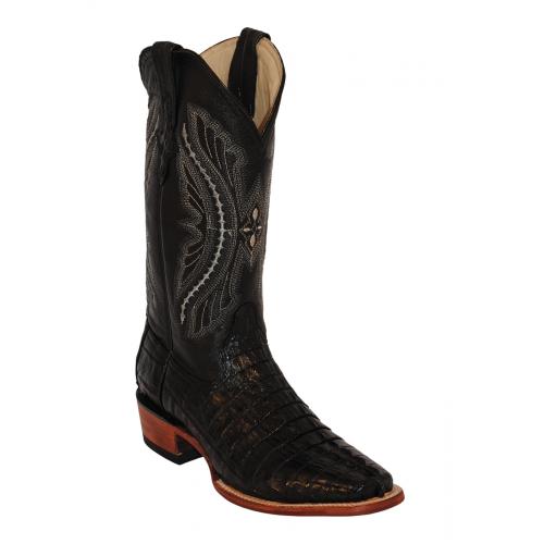 Ferrini 10371-04 Black Genuine Crocodile Tail Boots