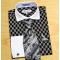 Fratello Coral / Black Diamond Weave Design Shirt / Tie / Hanky Set With Free Cufflinks FRV4126P2
