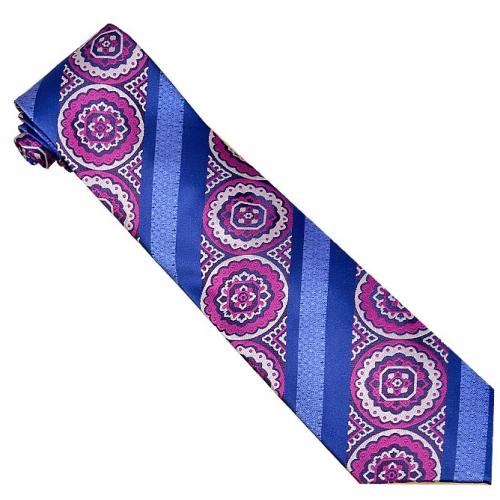 Verse 9 Collection Blue / Lavender Paisley Design 100% Woven Silk Necktie/Hanky Set V906