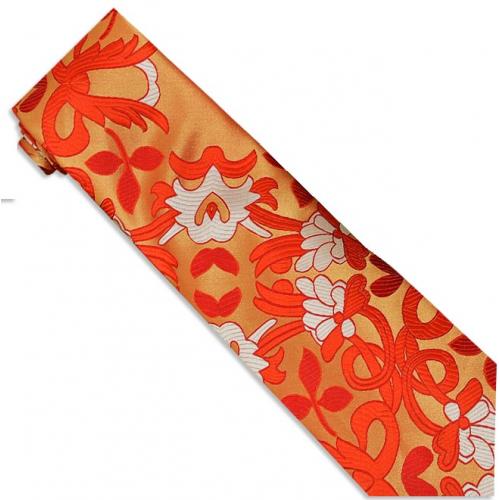 Verse 9 Collection Red / Honey Paisley Design 100% Woven Silk Necktie/Hanky Set V904