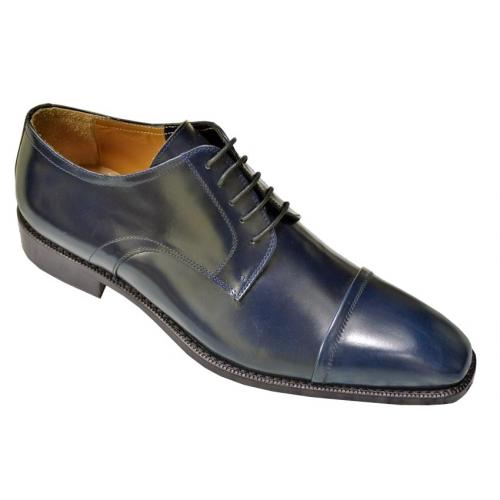 Matteo Massimo Forma 150 Navy Blue Genuine Patent Leather Oxford Dress Shoes