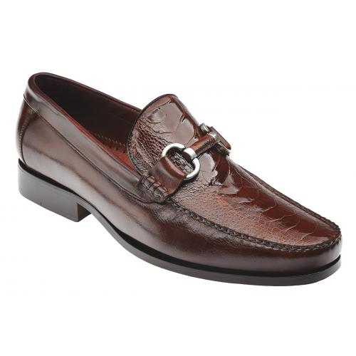 Belvedere "Altima" Antique Camel / Antique Almond Genuine Ostrich and Italian Calf Loafer Shoes # R14