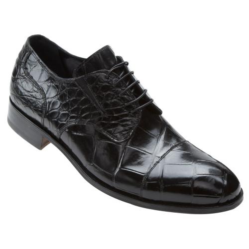 Mauri "Sforza" 1072 Black Genuine All Over Alligator Shoes