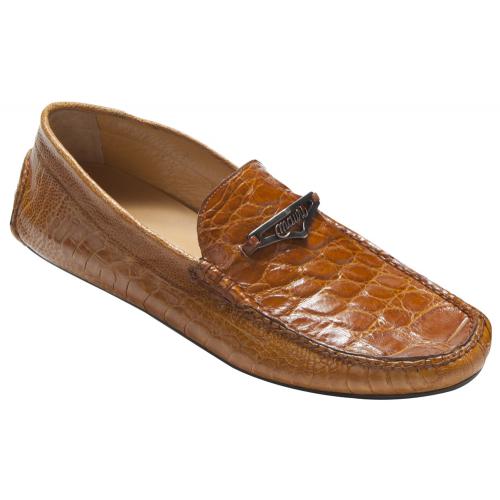 Mauri "Lugano" 3105 Cognac Genuine Ostrich Leg / Alligator Shoes