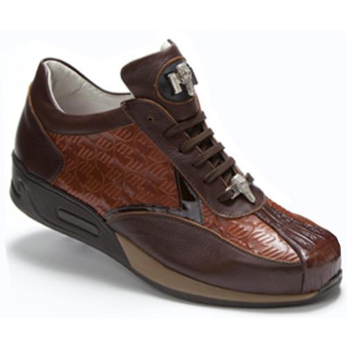 Mauri "Piazza" M704 Sport Rust / Cognac Genuine Crocodile Nappa Embossed Patent Leather Sneakers