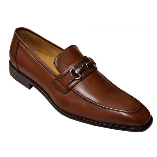 Calzoleria Toscana Mahogany Genuine Leather Loafer Shoes With Bracelet 2593