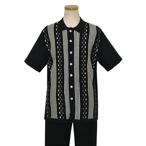 Inserch Black / White 2Pc Short Sleeve Knitted Outfit 714