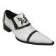 Zota White / Black Genuine Leather Metal Studs Shoes With Black Embroidery G508