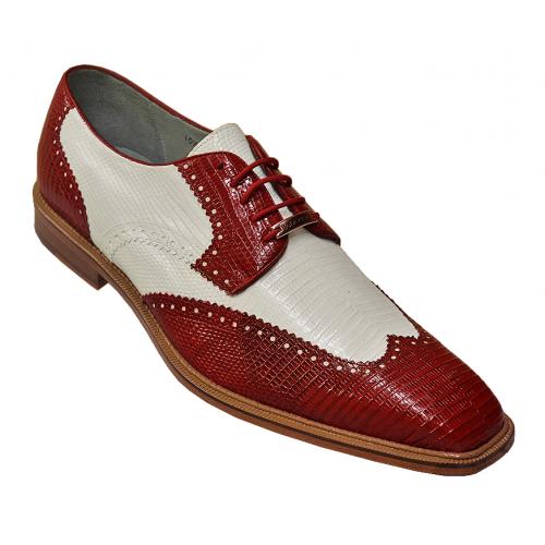 Belvedere "Pergola-L" Red / White All Over Genuine Lizard Shoes # 1452